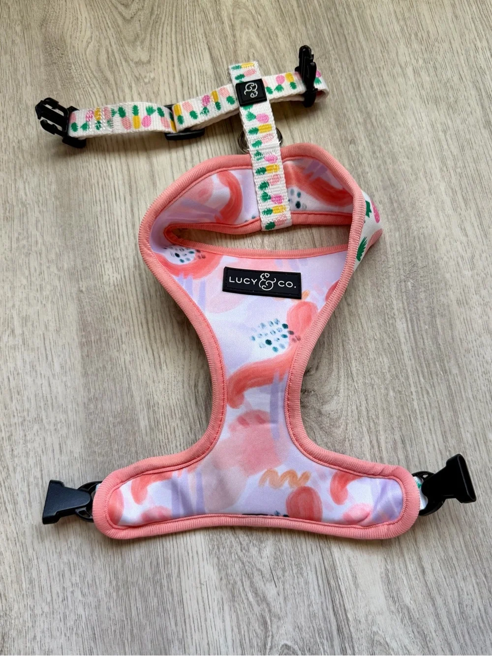 Lucy & Co. - Pink Pineapple Print - Reversible Dog / Pet Harness - size Small